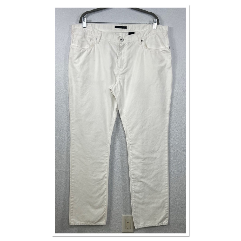 John Varvatos The Bowery Slim Straight Linen Blend Jeans Off White Sz 40RG